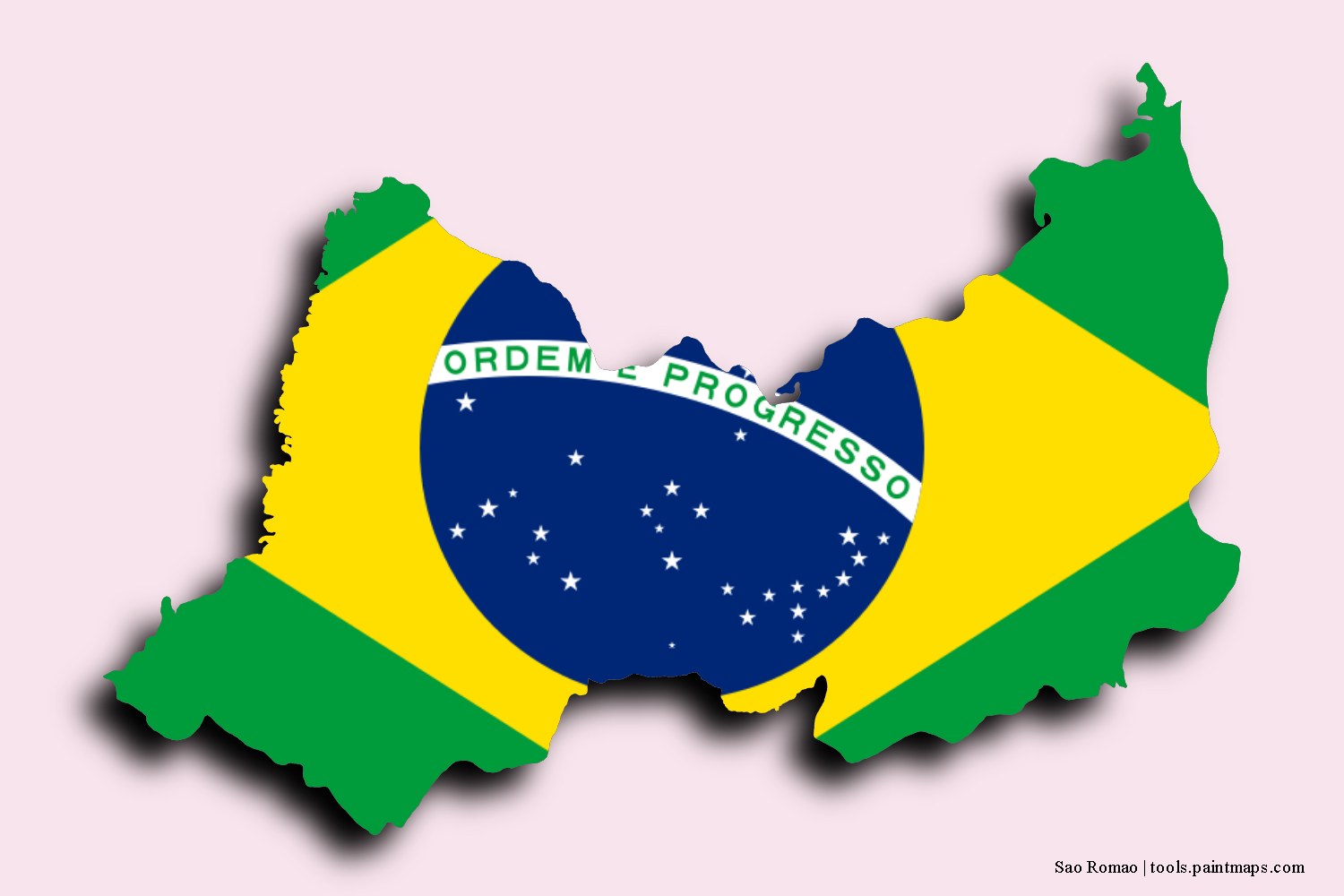 flag map of Sao Romao with 3D shadow effect