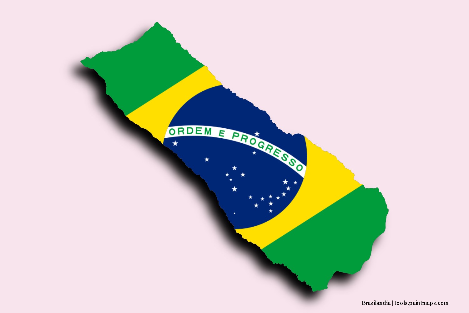 flag map of Brasilandia with 3D shadow effect