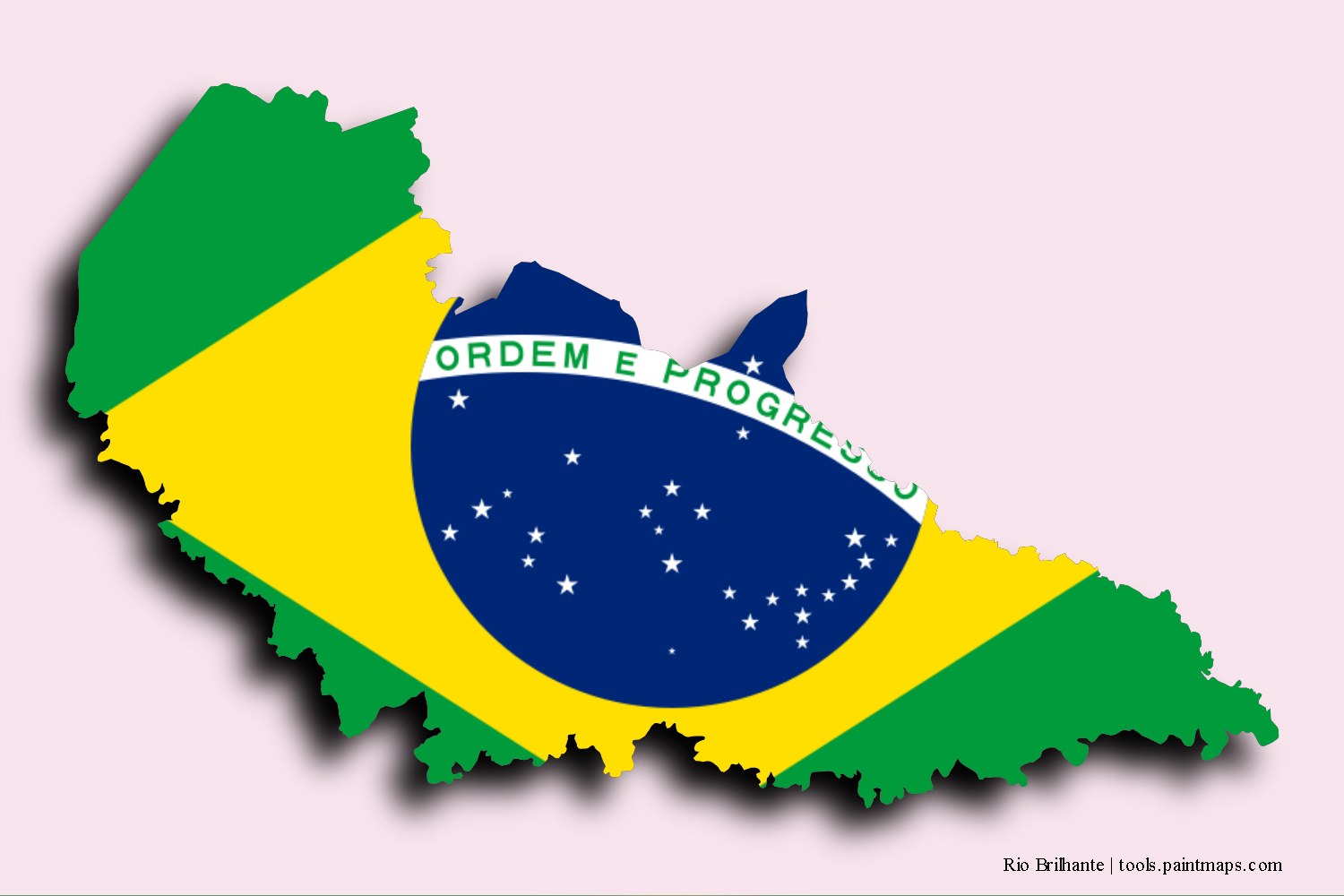 flag map of Rio Brilhante with 3D shadow effect