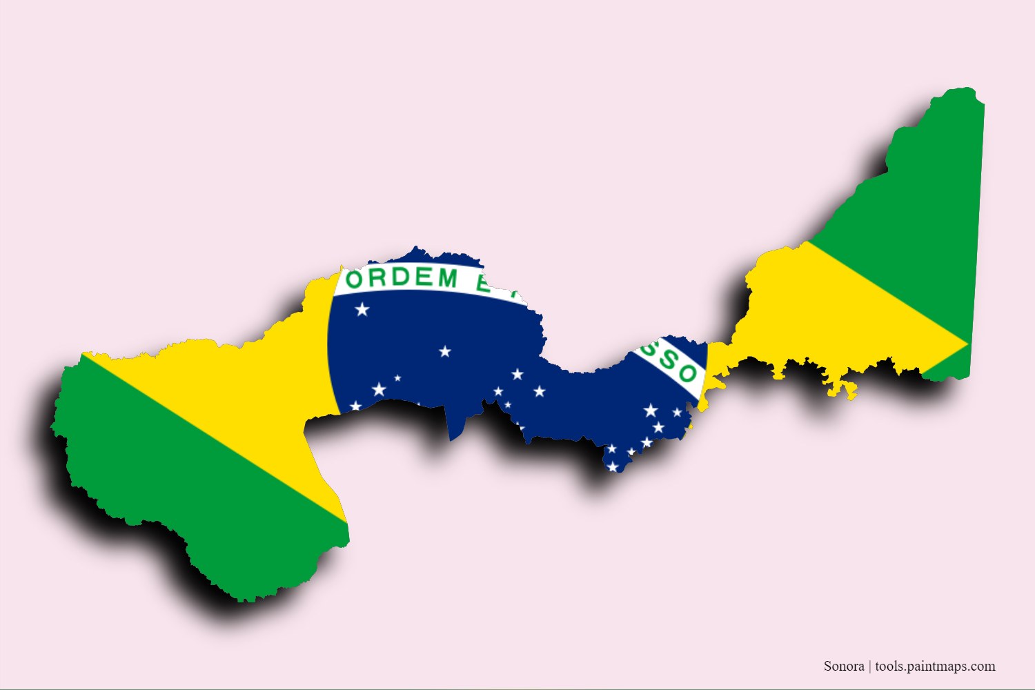 flag map of Sonora with 3D shadow effect