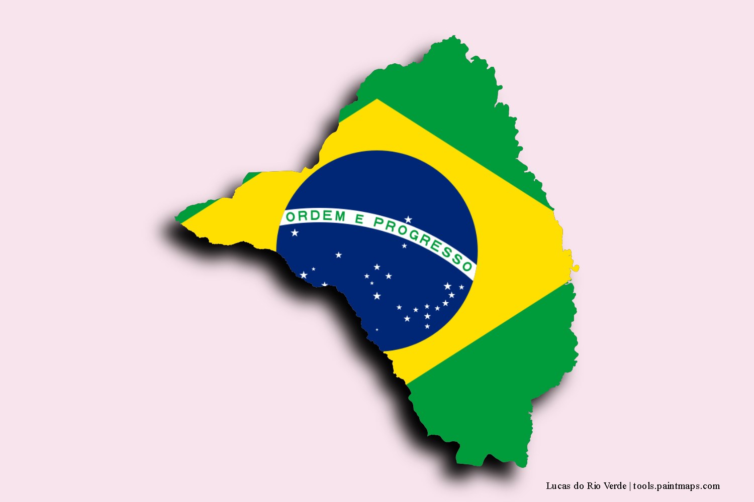 flag map of Lucas do Rio Verde with 3D shadow effect