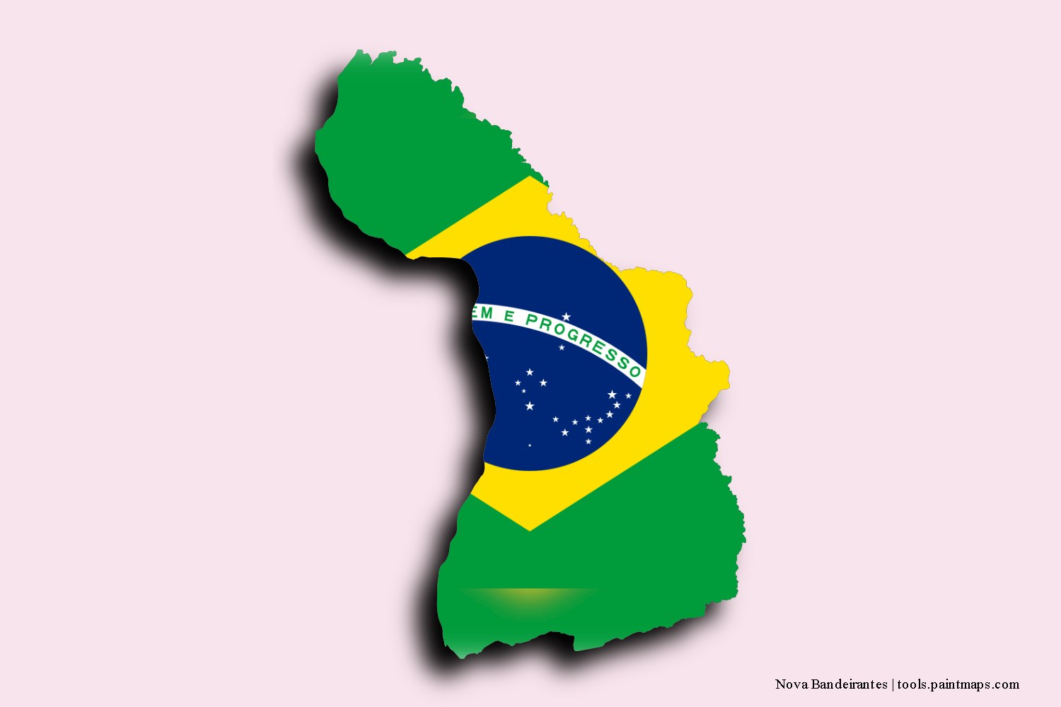 flag map of Nova Bandeirantes with 3D shadow effect