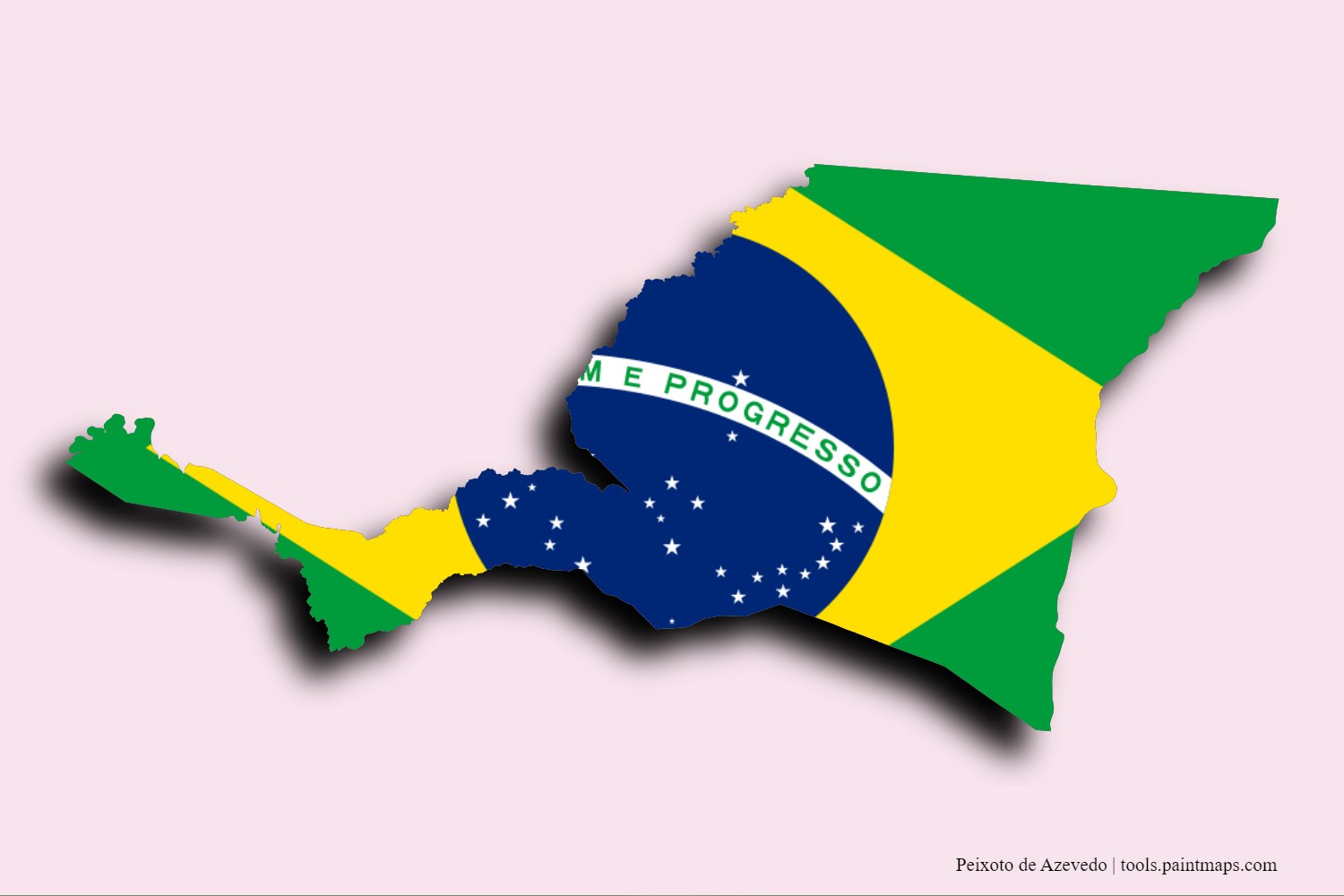 flag map of Peixoto de Azevedo with 3D shadow effect