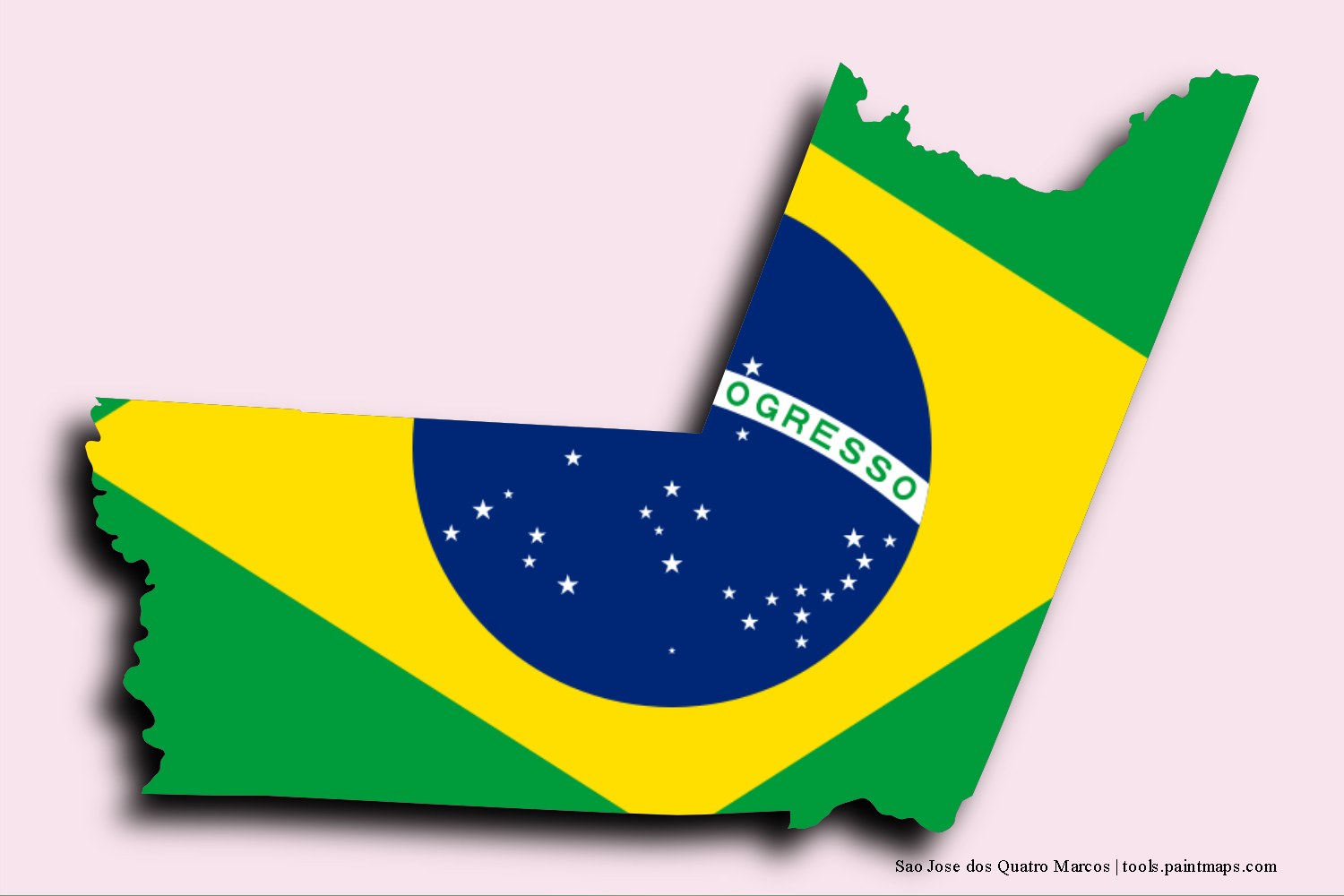 flag map of Sao Jose dos Quatro Marcos with 3D shadow effect