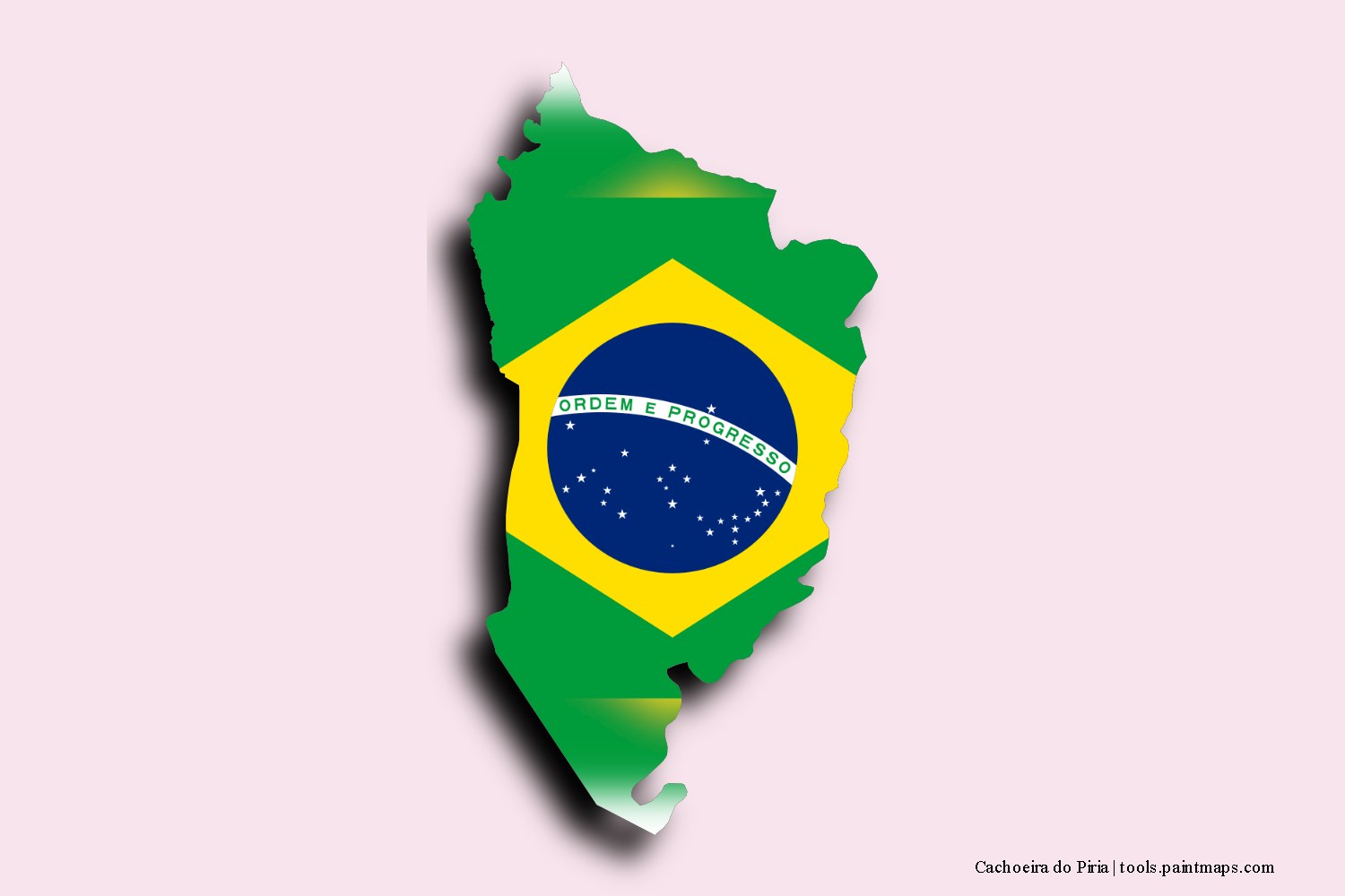 Mapa de la bandera de Cachoeira do Piria con efecto de sombra 3D