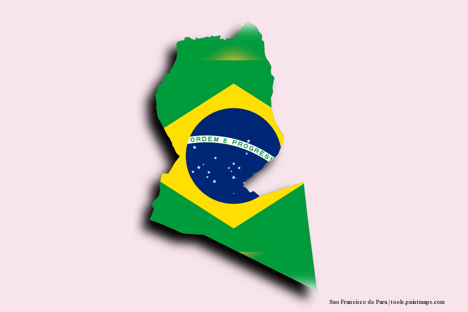 flag map of Sao Francisco do Para with 3D shadow effect