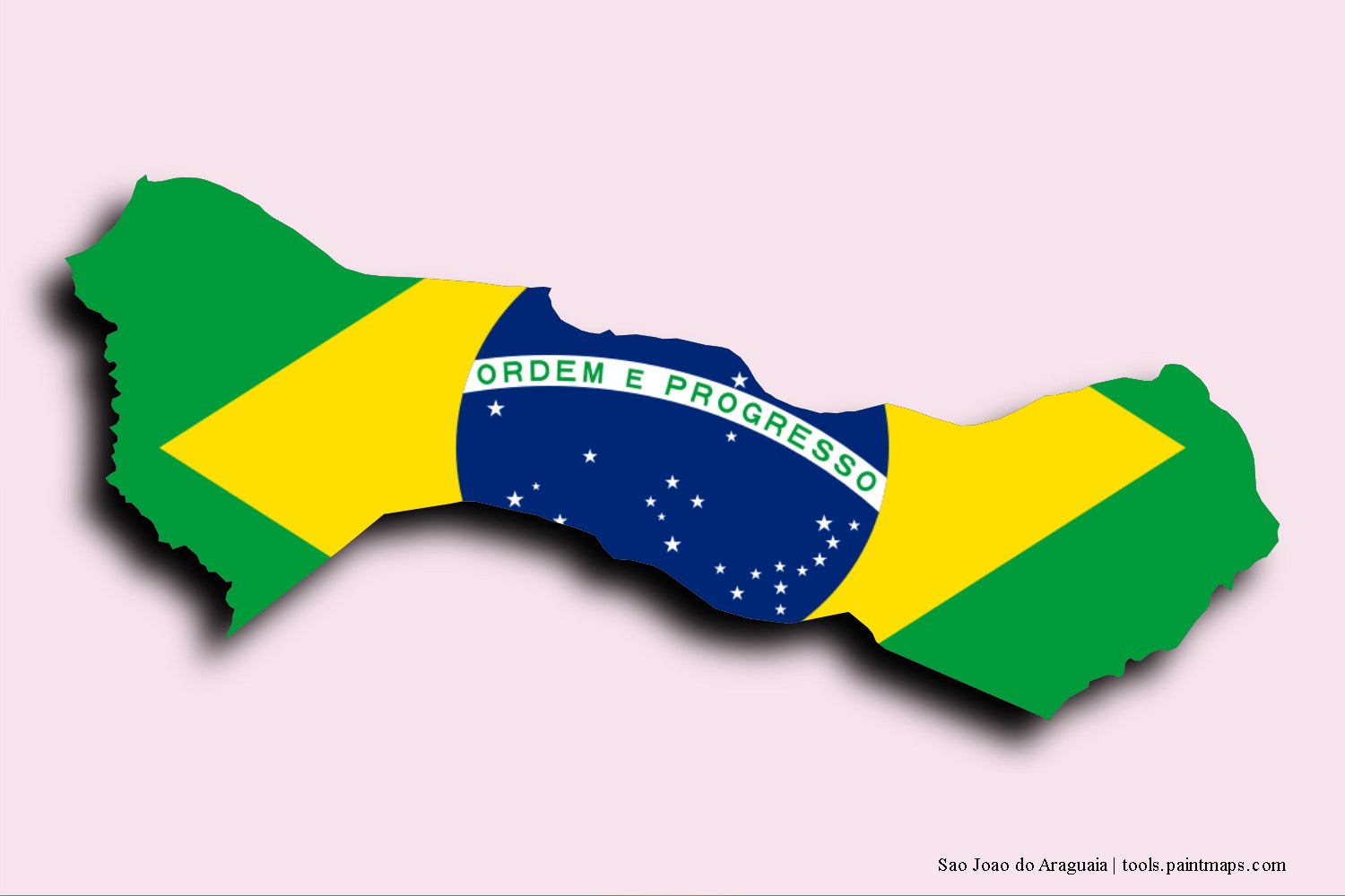 flag map of Sao Joao do Araguaia with 3D shadow effect