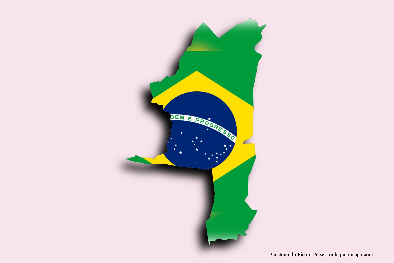 flag map of Sao Joao do Rio do Peixe with 3D shadow effect