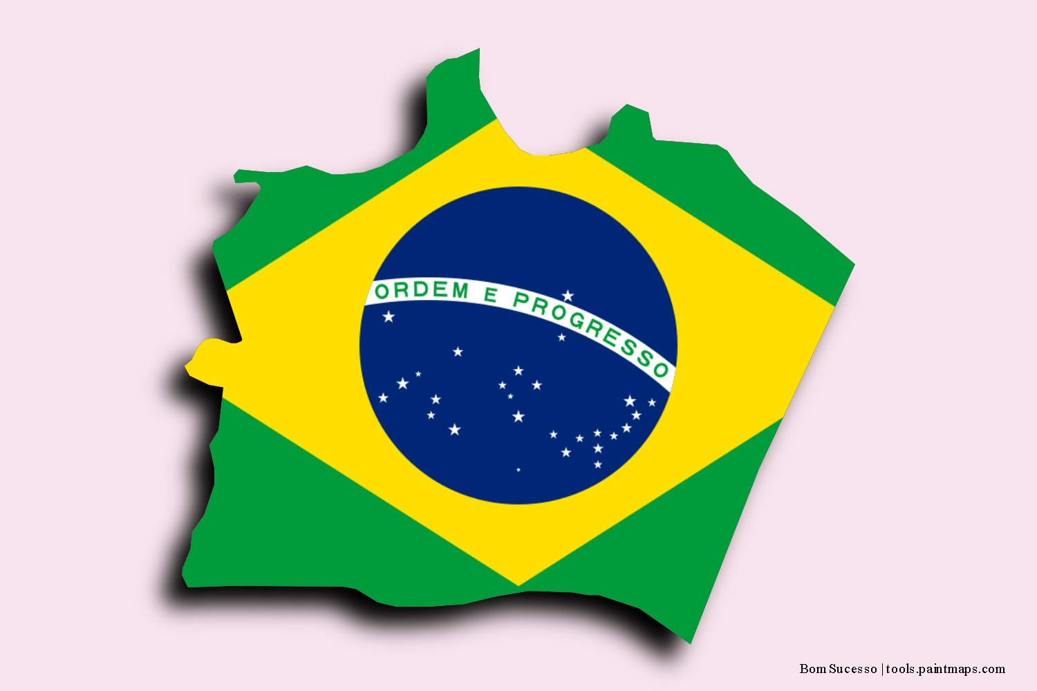 flag map of Bom Sucesso with 3D shadow effect