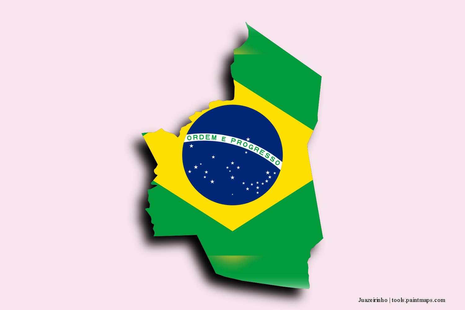 flag map of Juazeirinho with 3D shadow effect