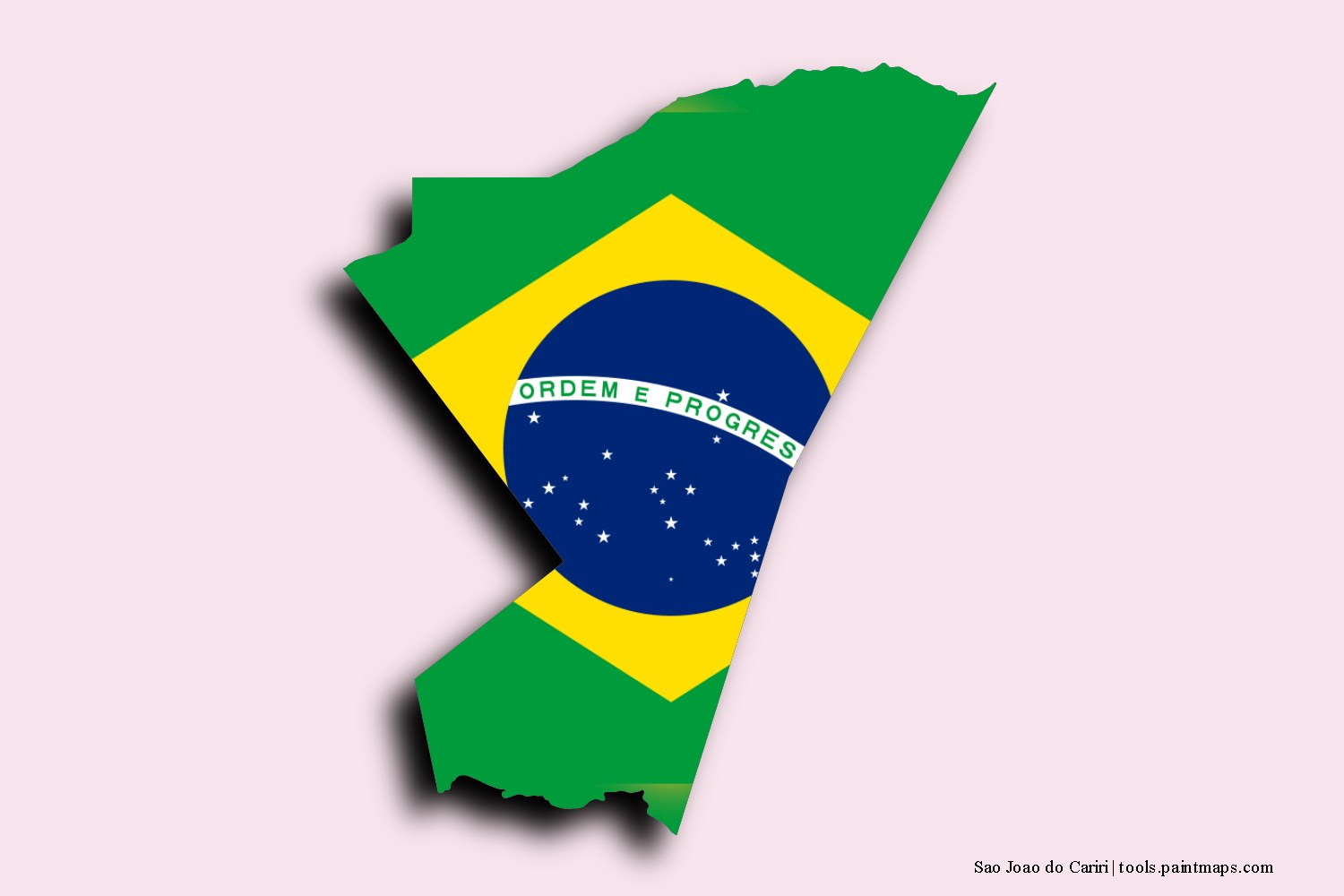 flag map of Sao Joao do Cariri with 3D shadow effect