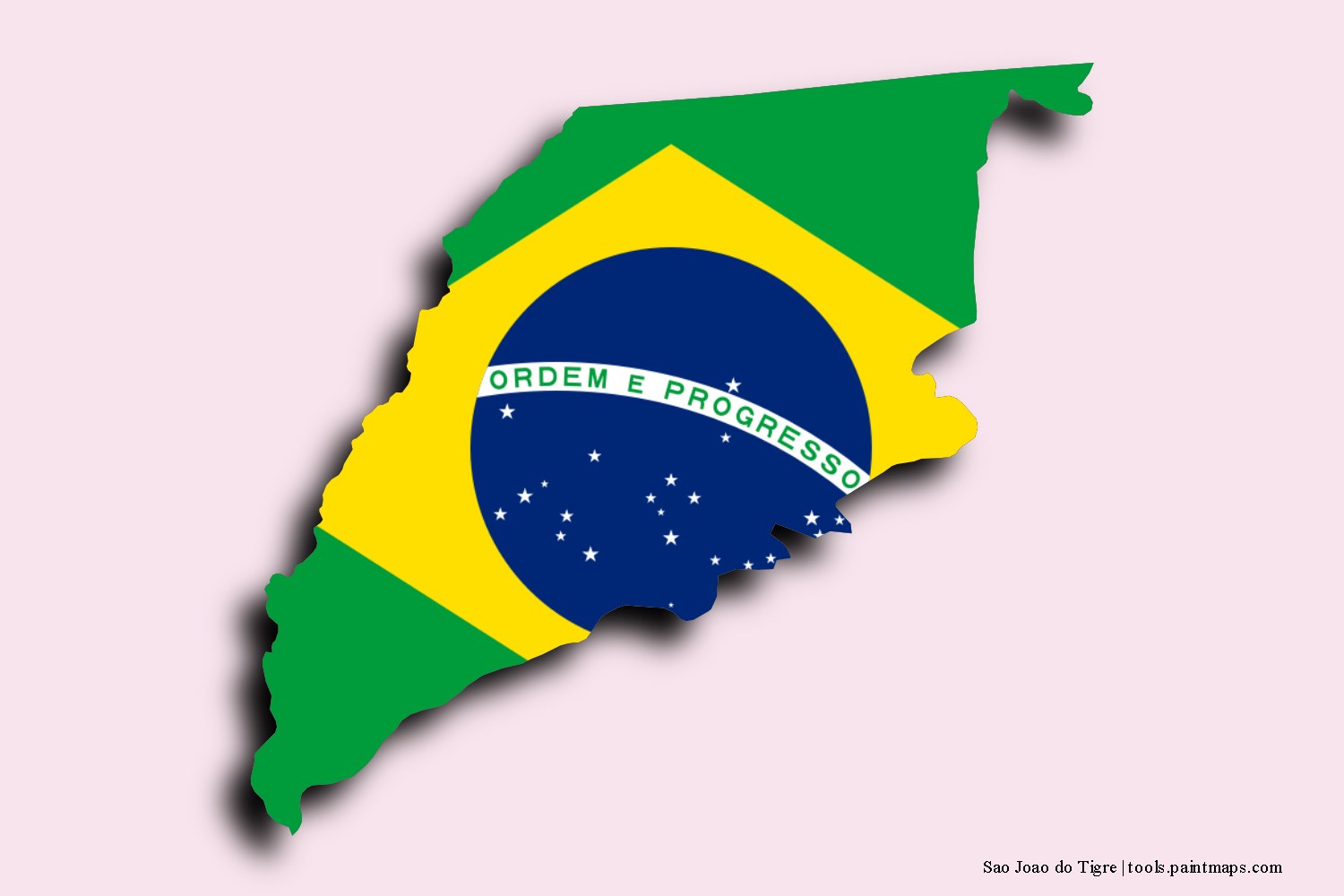 flag map of Sao Joao do Tigre with 3D shadow effect