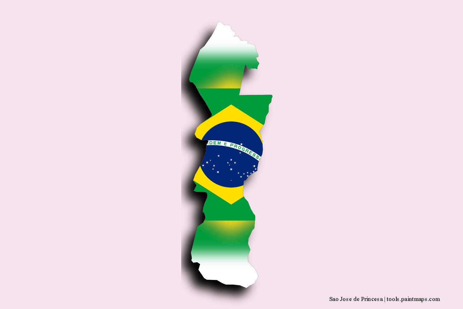 flag map of Sao Jose de Princesa with 3D shadow effect