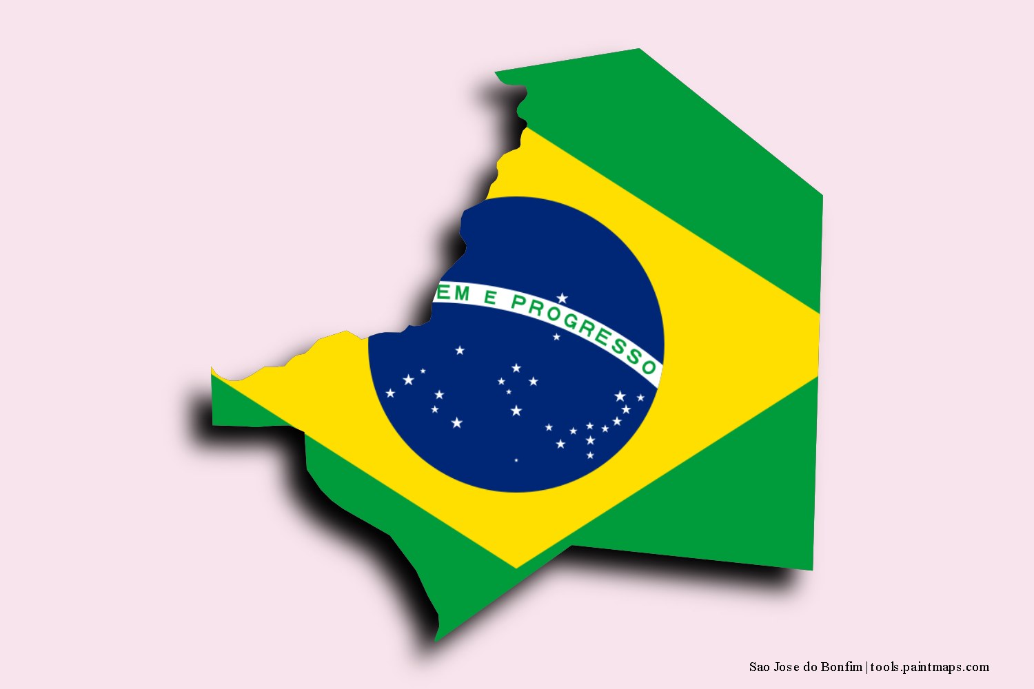 flag map of Sao Jose do Bonfim with 3D shadow effect