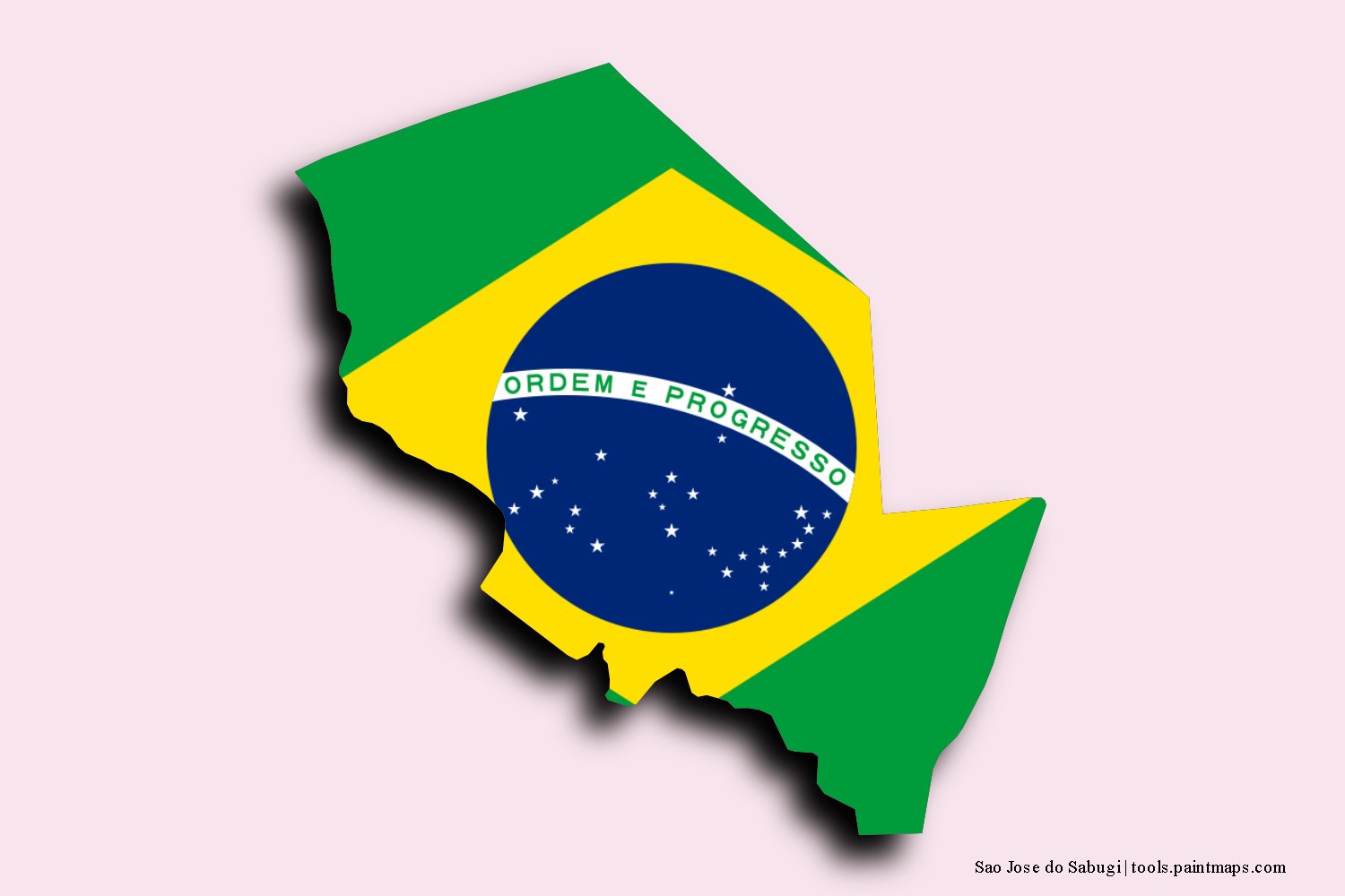 flag map of Sao Jose do Sabugi with 3D shadow effect