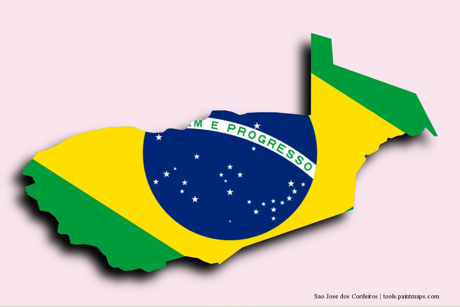 flag map of Sao Jose dos Cordeiros with 3D shadow effect