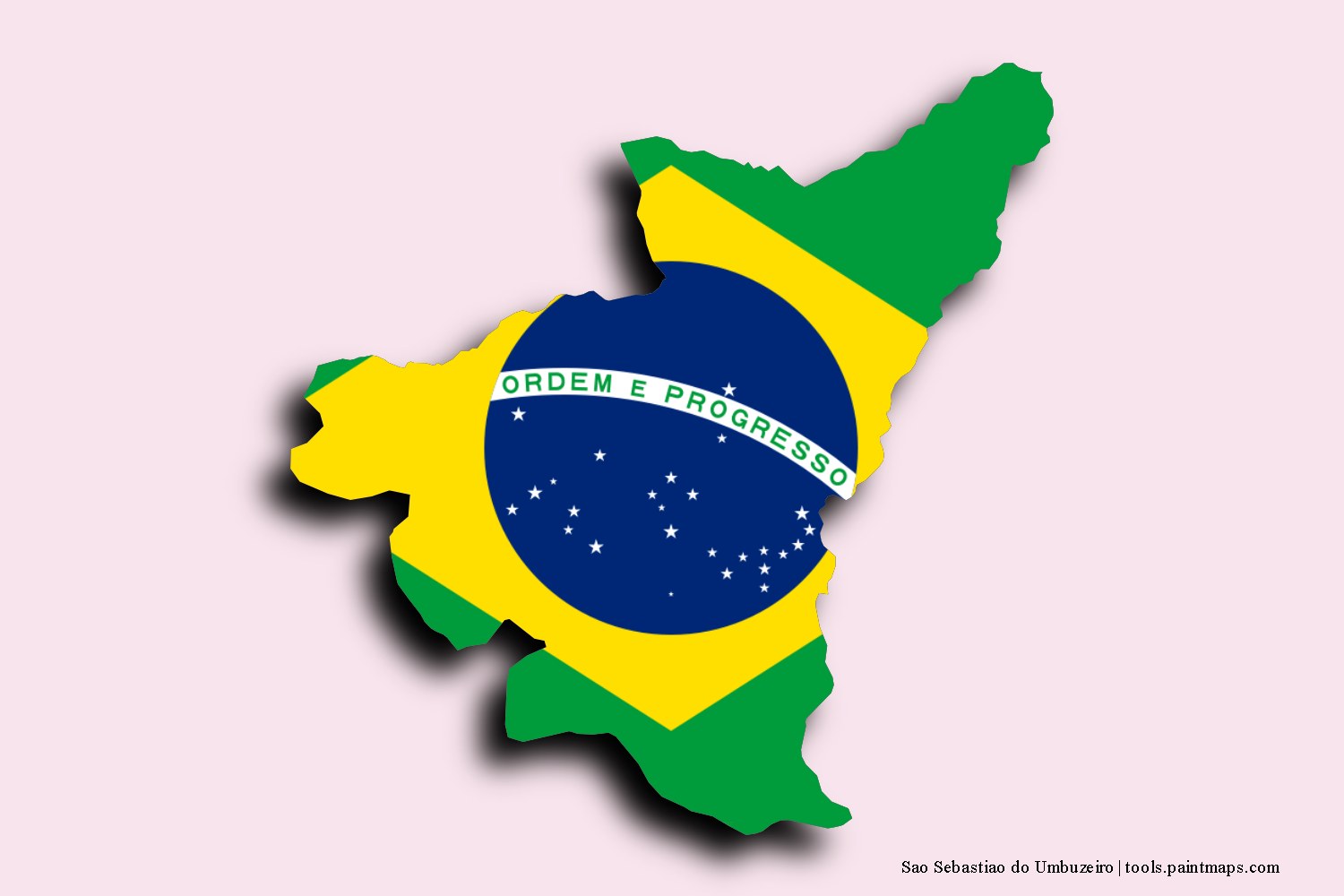 flag map of Sao Sebastiao do Umbuzeiro with 3D shadow effect