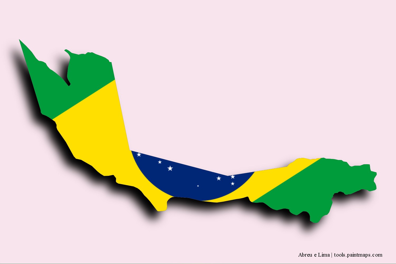 Mapa de la bandera de Abreu e Lima con efecto de sombra 3D