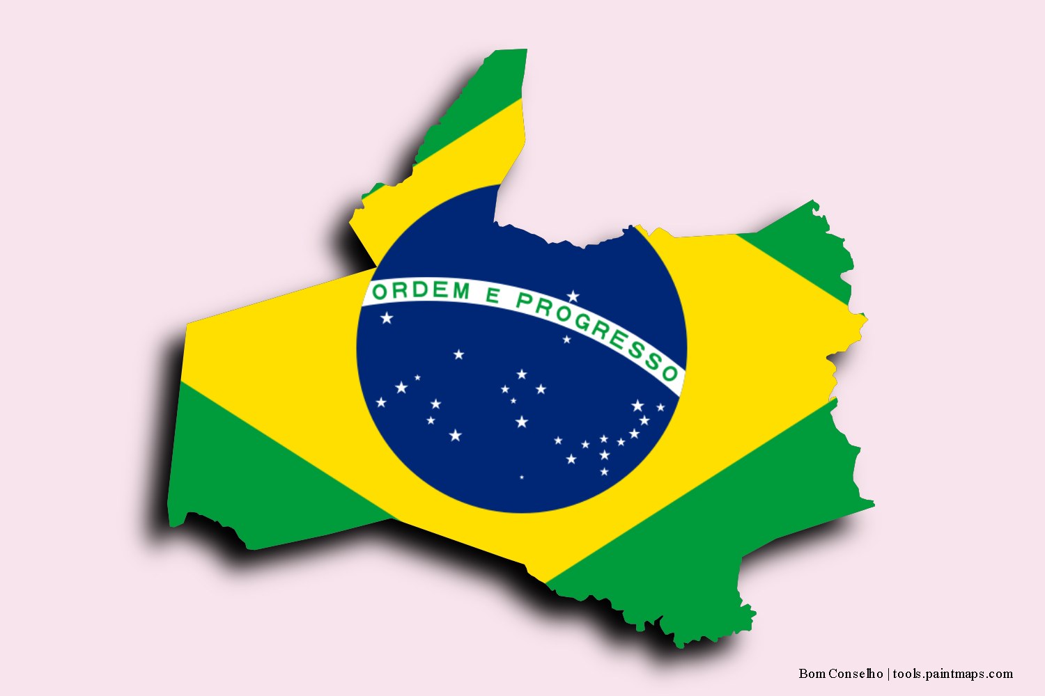 flag map of Bom Conselho with 3D shadow effect