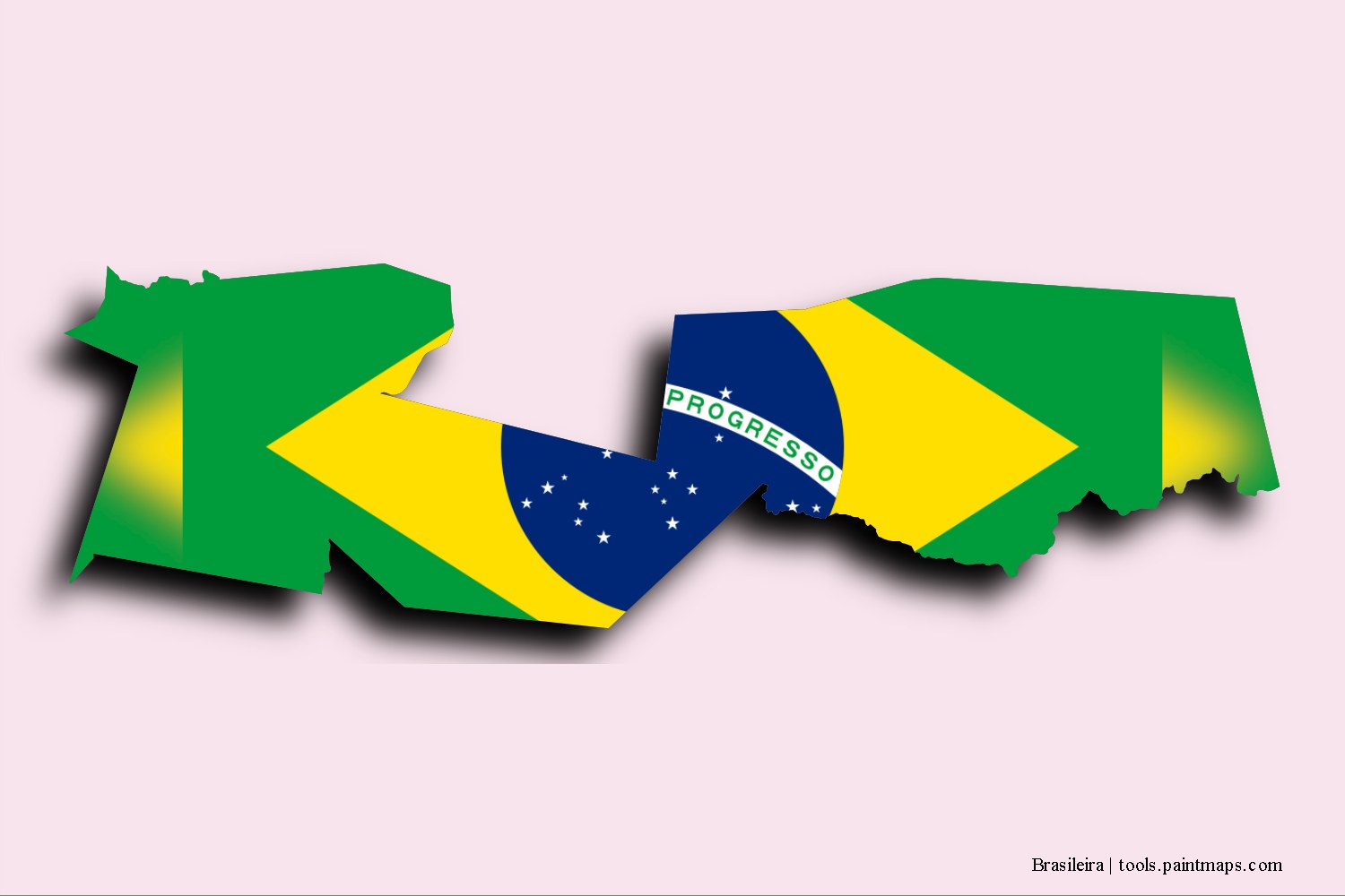 flag map of Brasileira with 3D shadow effect