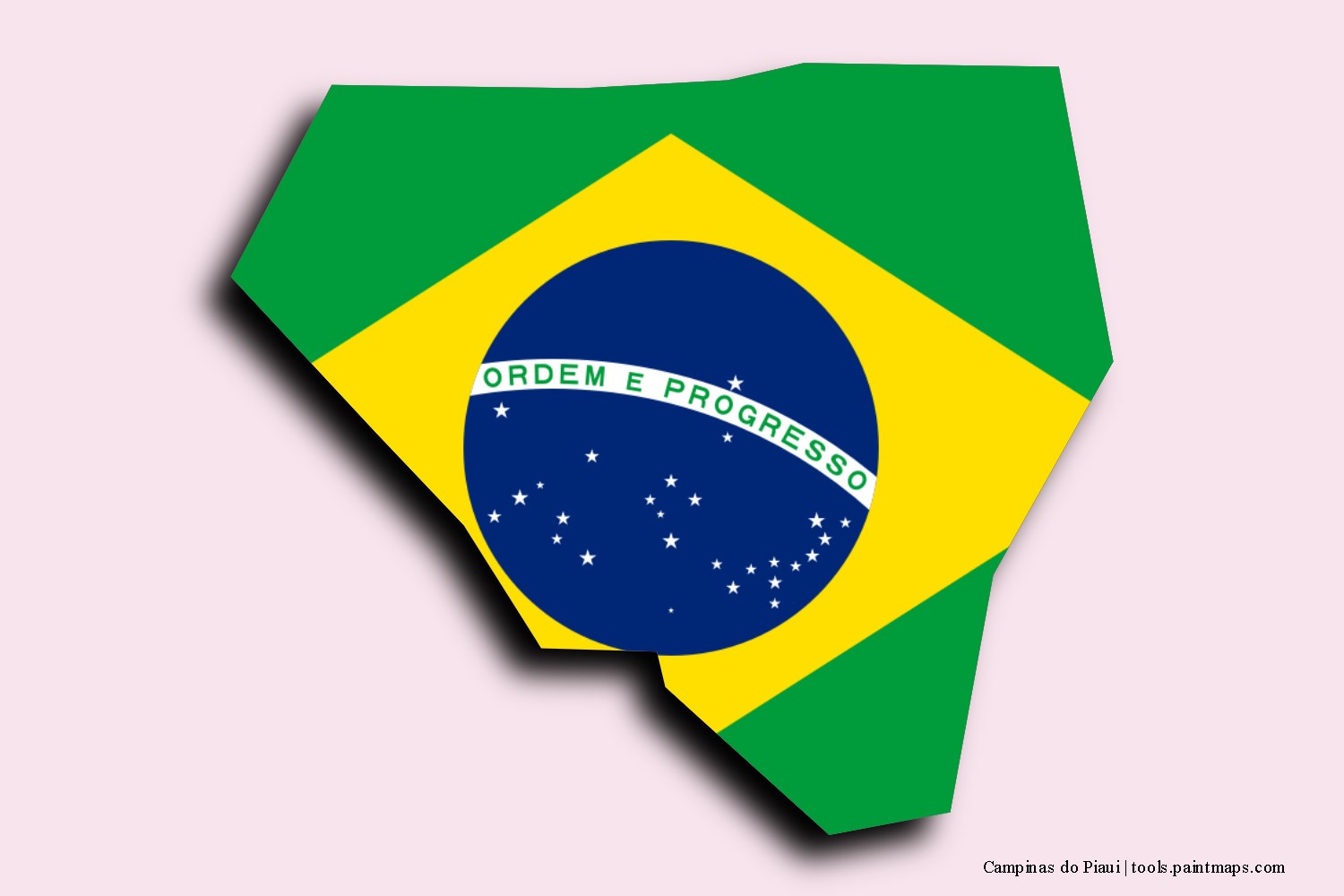 flag map of Campinas do Piaui with 3D shadow effect