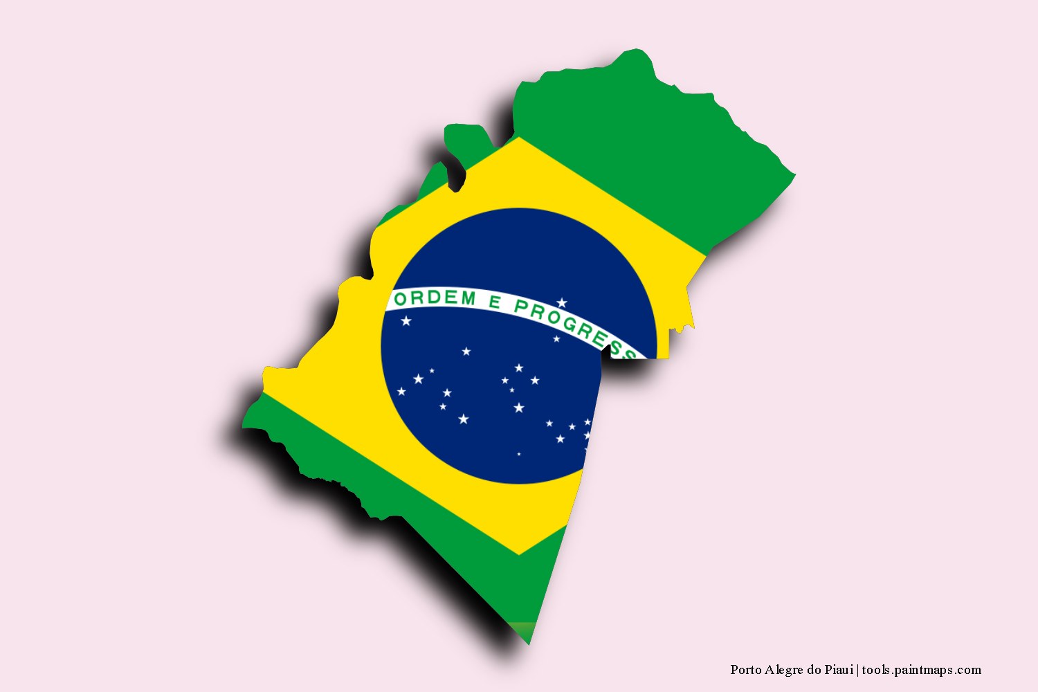 flag map of Porto Alegre do Piaui with 3D shadow effect