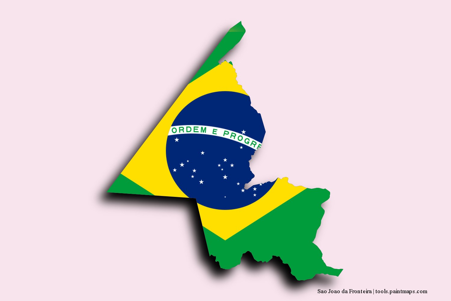 flag map of Sao Joao da Fronteira with 3D shadow effect