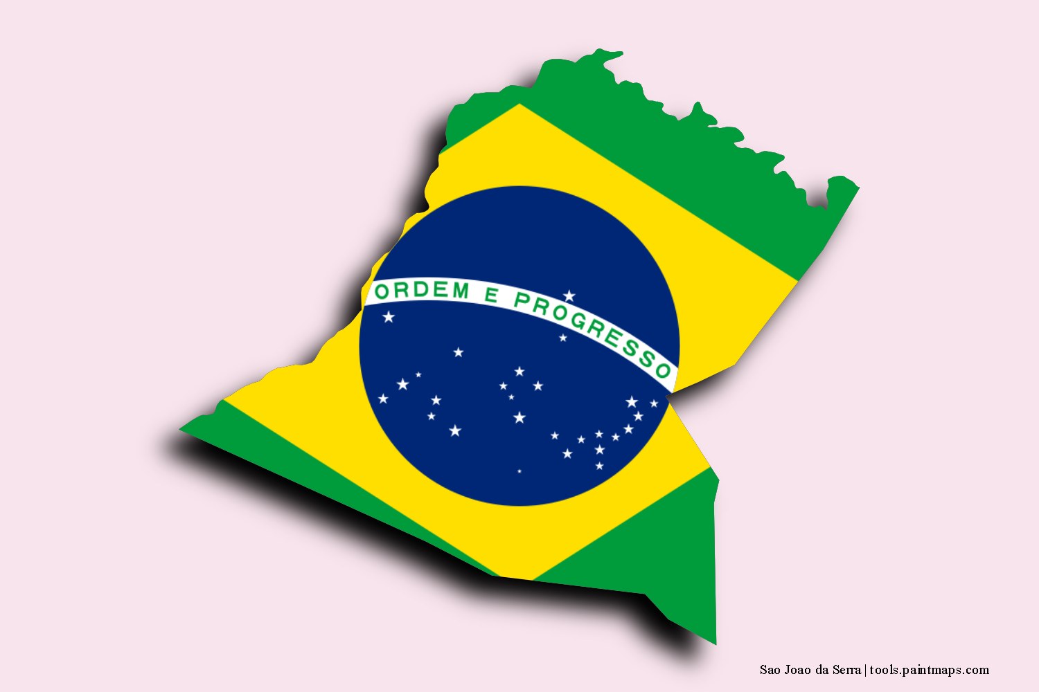 flag map of Sao Joao da Serra with 3D shadow effect