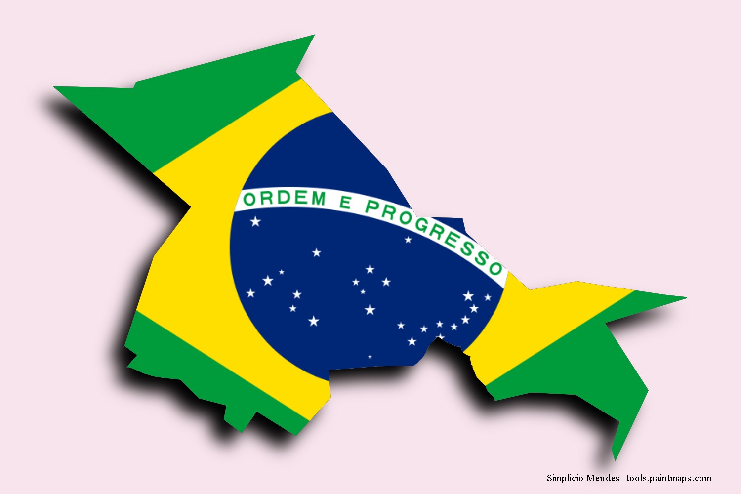 flag map of Simplicio Mendes with 3D shadow effect