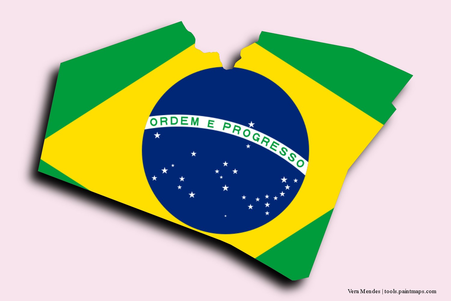 flag map of Vera Mendes with 3D shadow effect