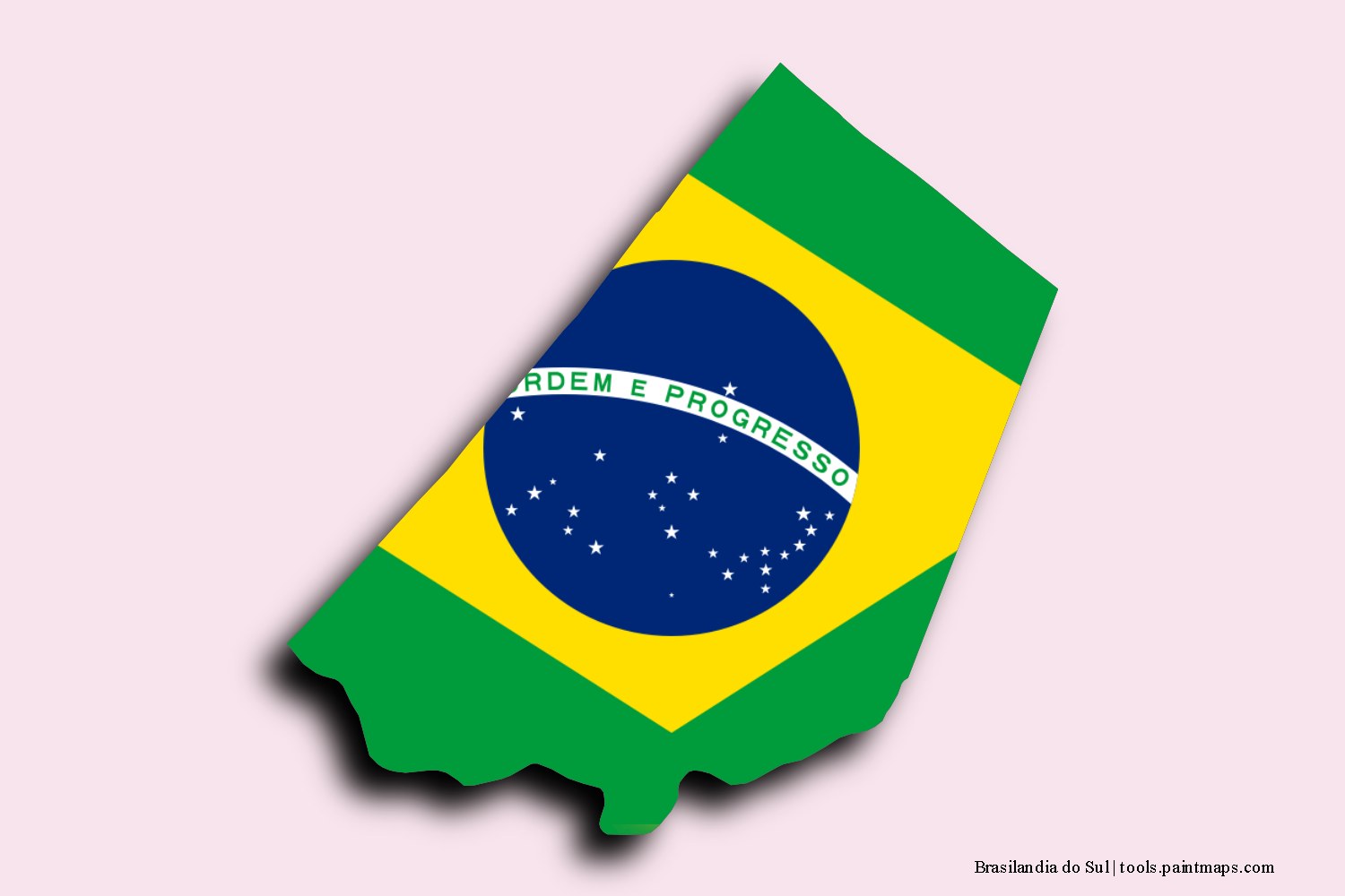 flag map of Brasilandia do Sul with 3D shadow effect