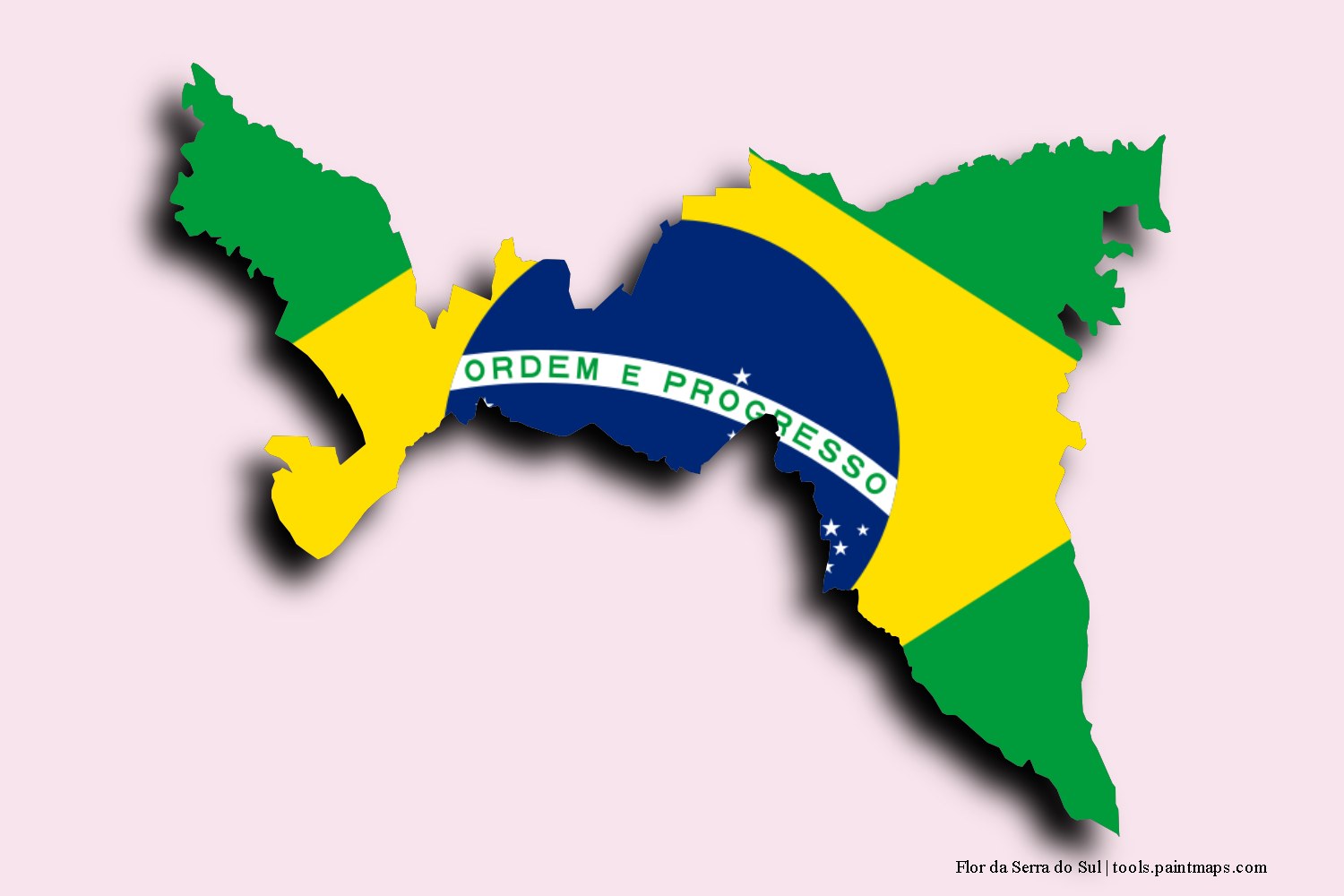 Mapa de la bandera de Flor da Serra do Sul con efecto de sombra 3D