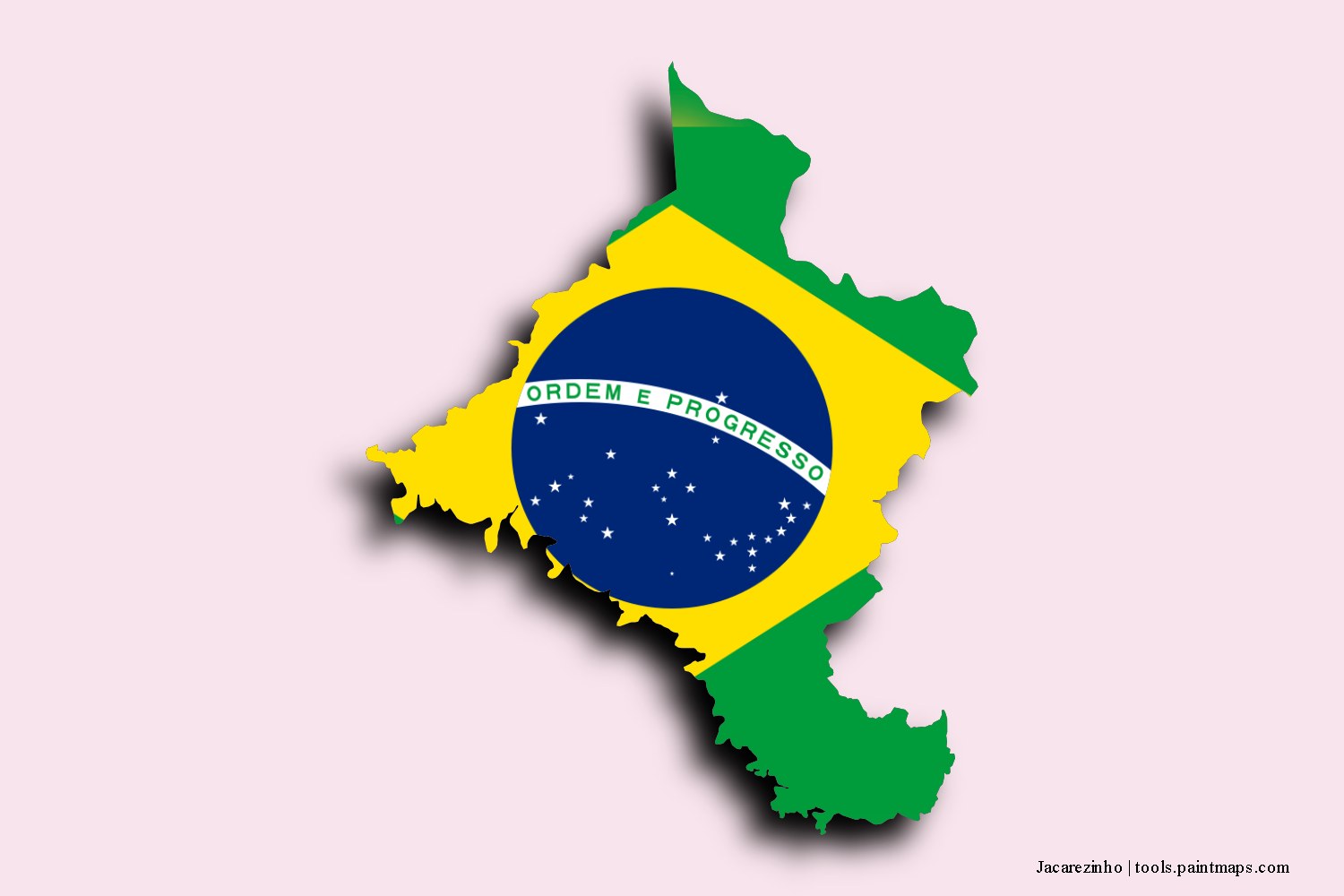 flag map of Jacarezinho with 3D shadow effect