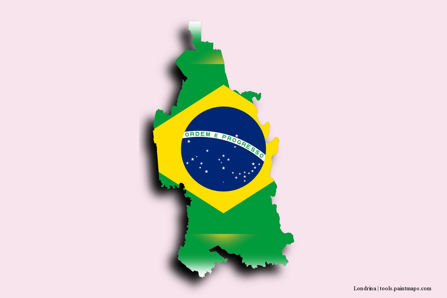 Mapa de la bandera de Londrina con efecto de sombra 3D