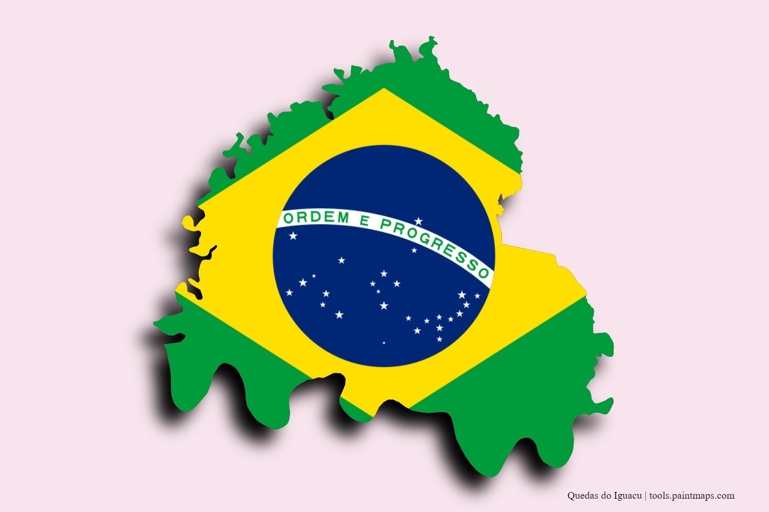 flag map of Quedas do Iguacu with 3D shadow effect