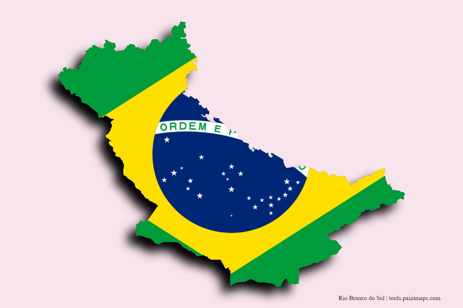 flag map of Rio Branco do Sul with 3D shadow effect