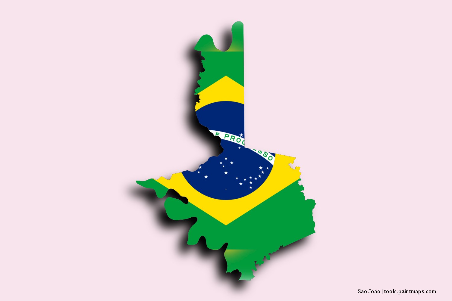 flag map of Sao Joao with 3D shadow effect