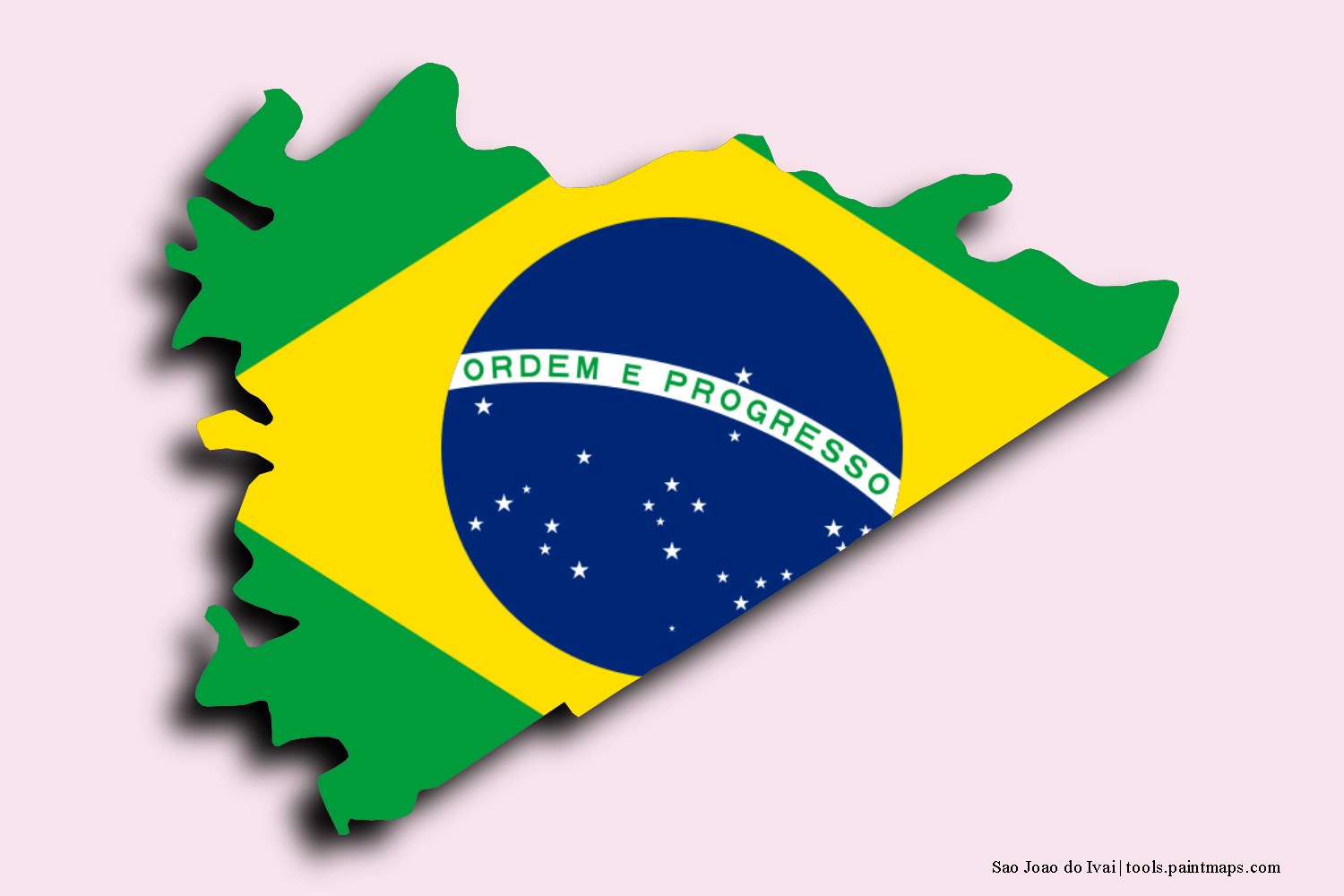 flag map of Sao Joao do Ivai with 3D shadow effect