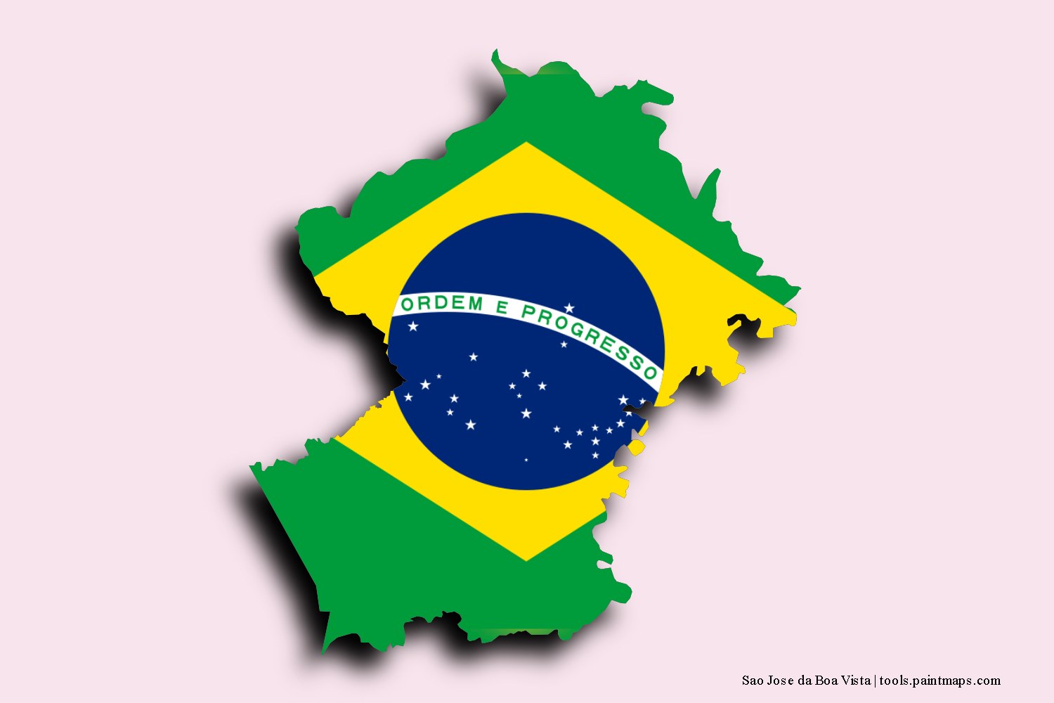 flag map of Sao Jose da Boa Vista with 3D shadow effect