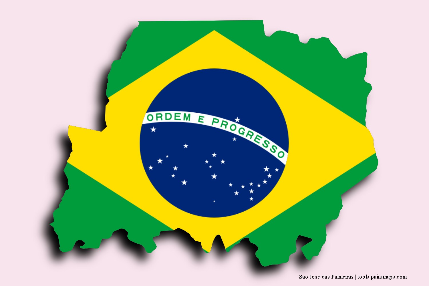 flag map of Sao Jose das Palmeiras with 3D shadow effect