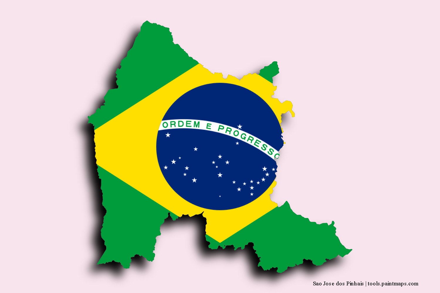 flag map of Sao Jose dos Pinhais with 3D shadow effect