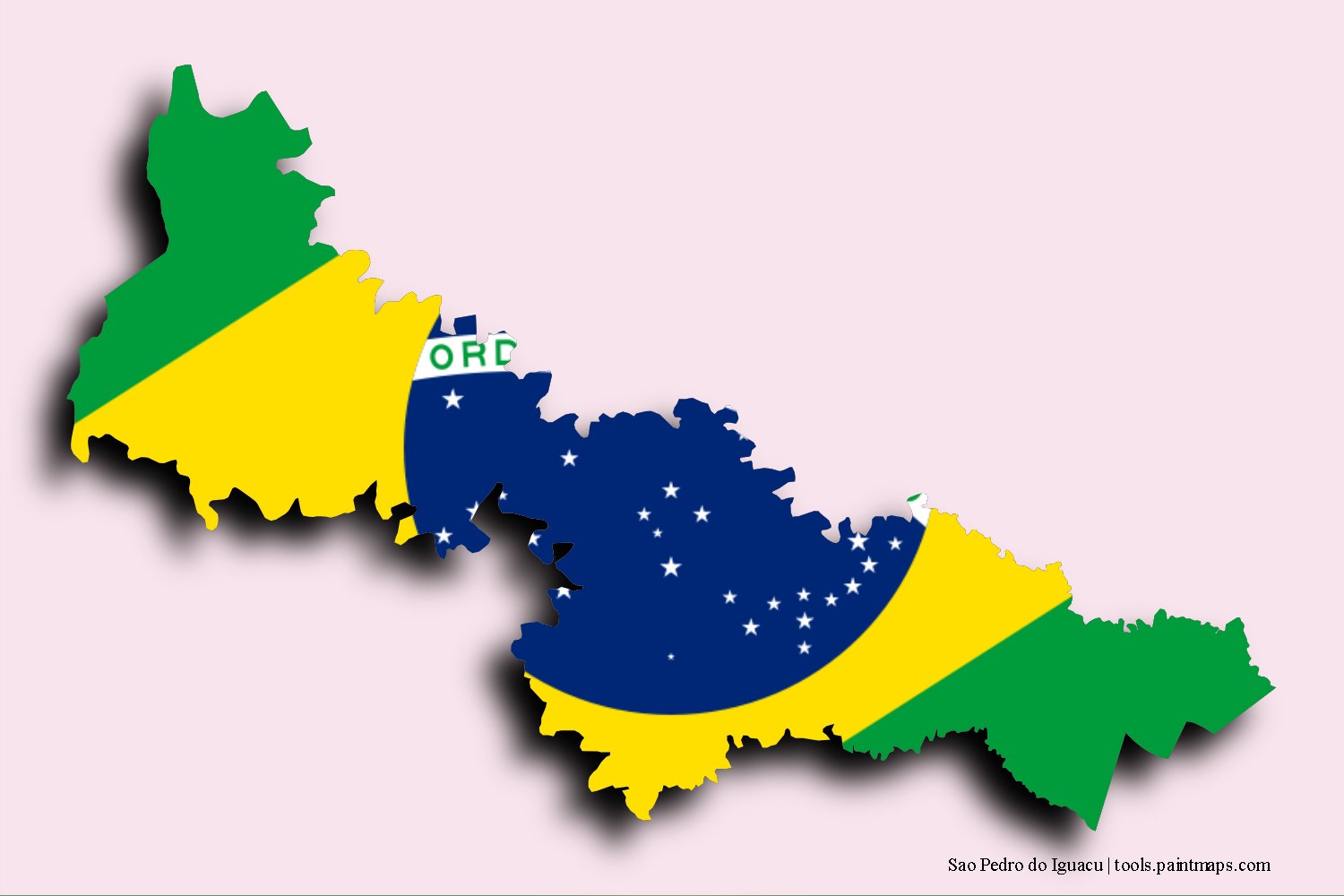 flag map of Sao Pedro do Iguacu with 3D shadow effect