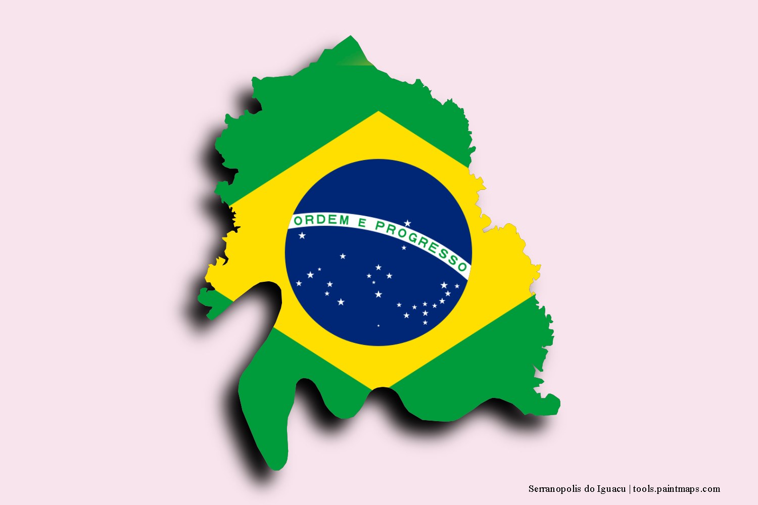 flag map of Serranopolis do Iguacu with 3D shadow effect