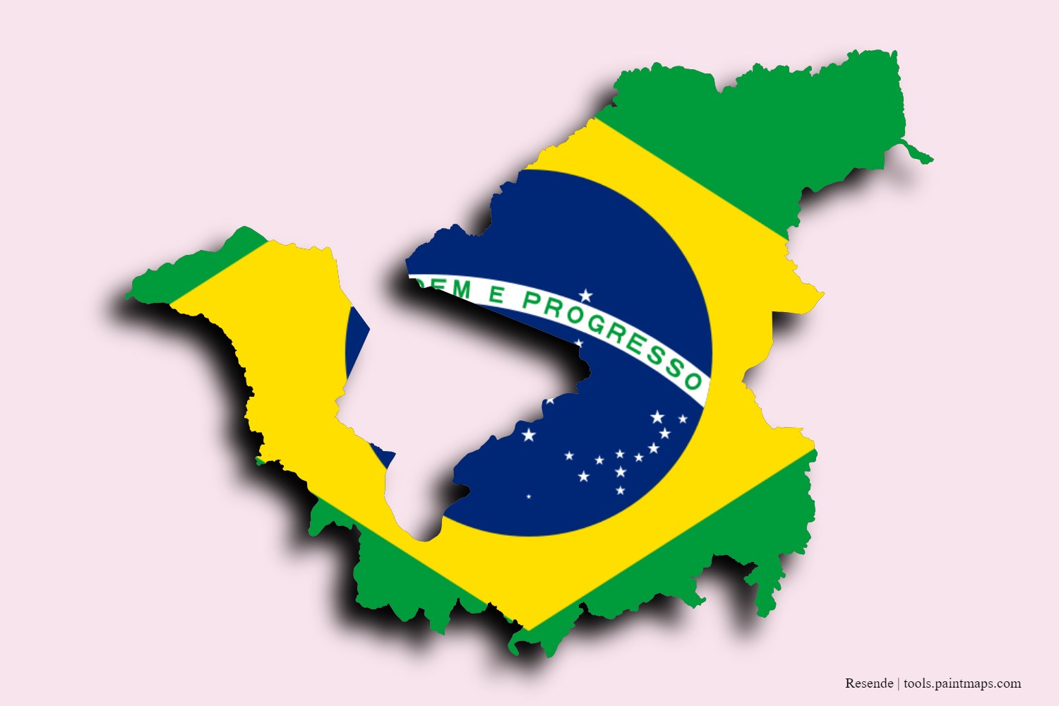 flag map of Resende with 3D shadow effect