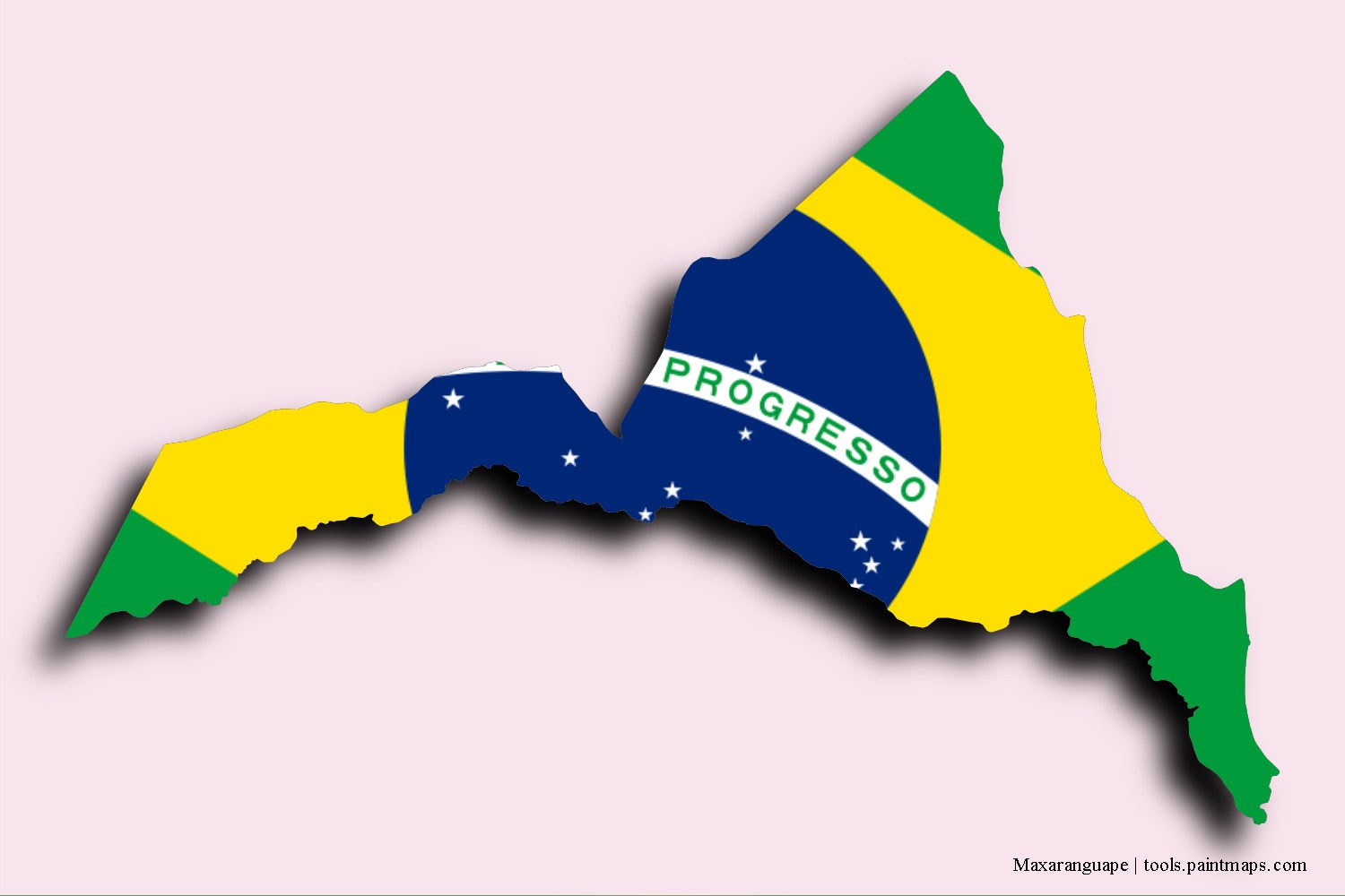 Mapa de la bandera de Maxaranguape con efecto de sombra 3D