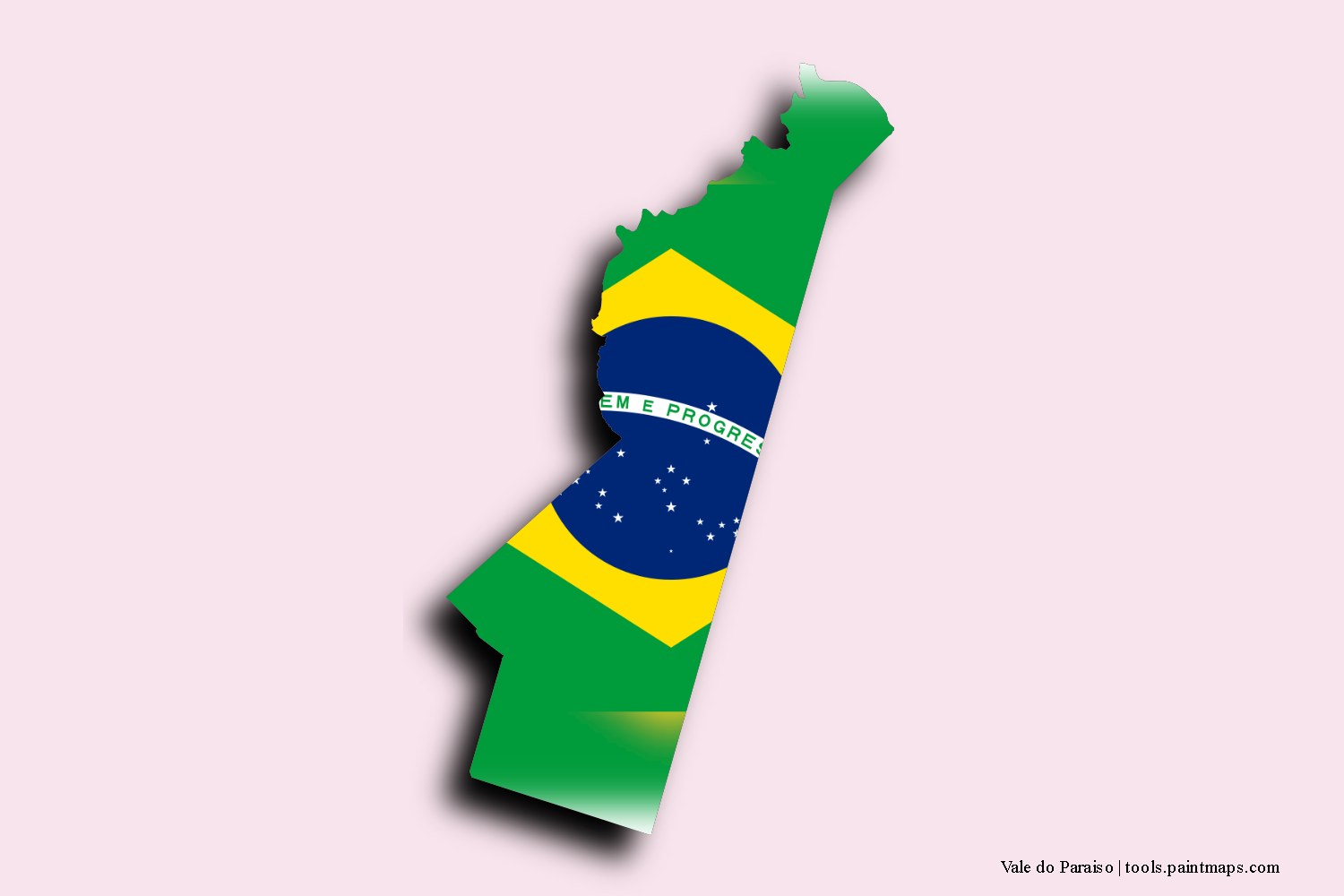 flag map of Vale do Paraiso with 3D shadow effect