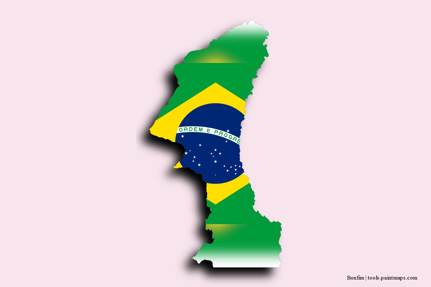 flag map of Bonfim with 3D shadow effect