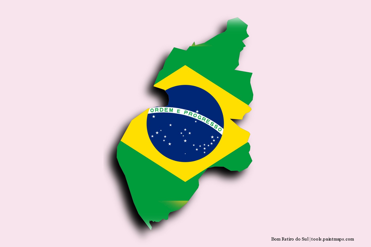 flag map of Bom Retiro do Sul with 3D shadow effect