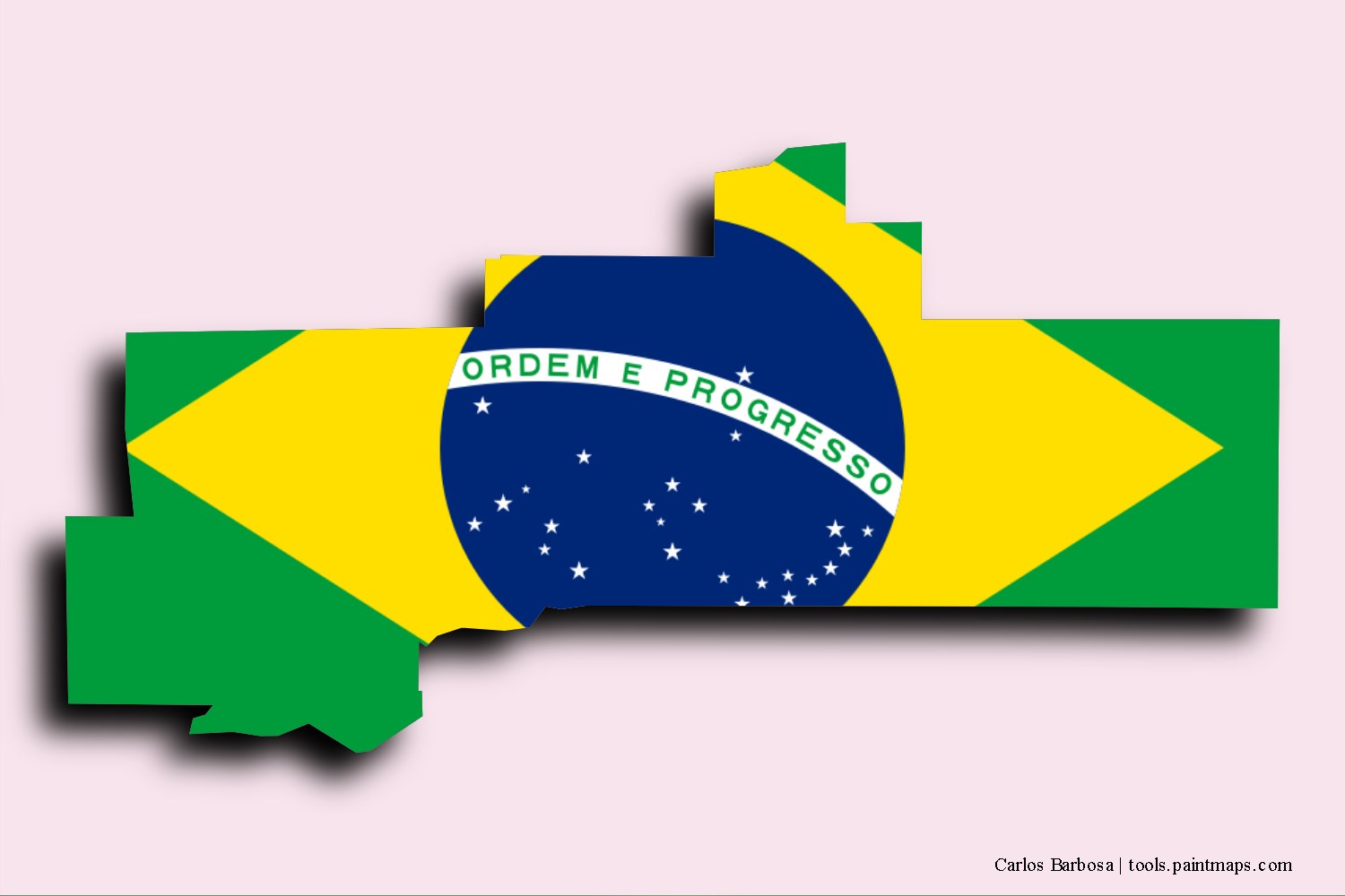 flag map of Carlos Barbosa with 3D shadow effect