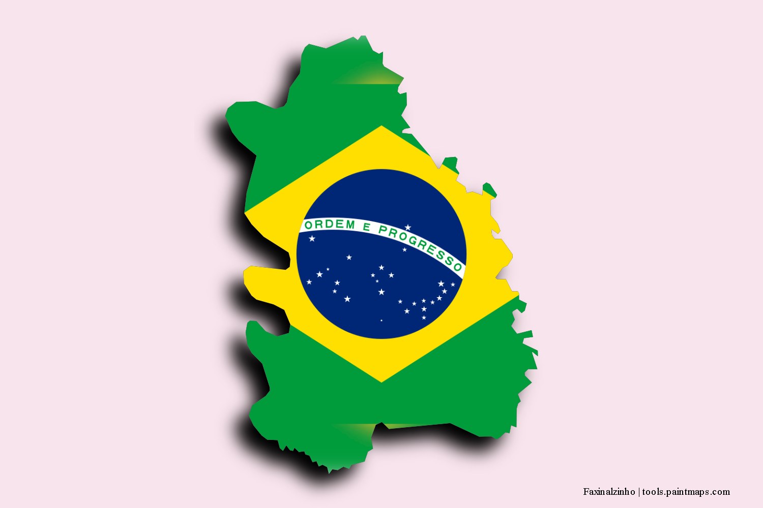 flag map of Faxinalzinho with 3D shadow effect